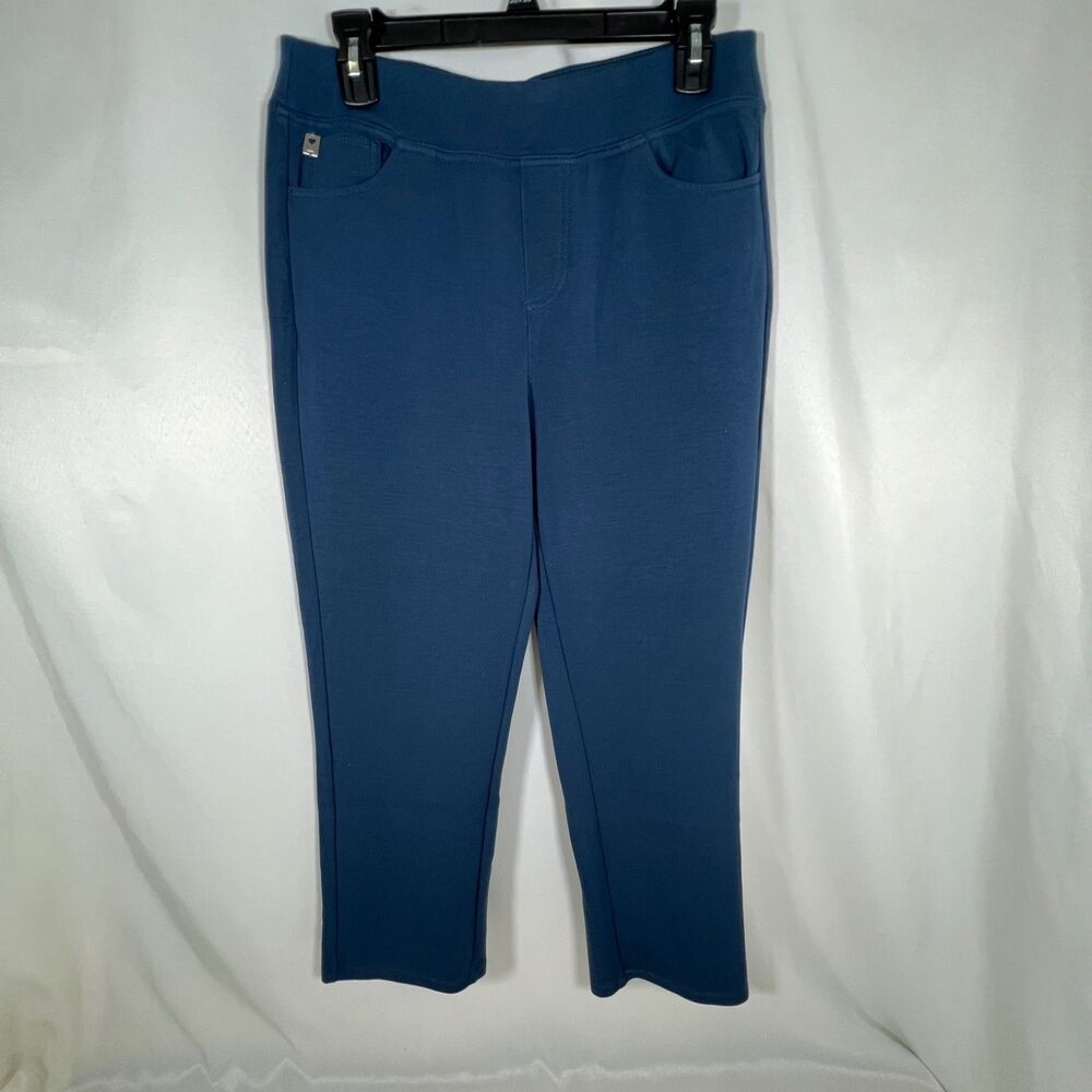 Belle by Kim Gravel Pants Womens Small Blue Stretch Pull On Pocket Ankle Crop